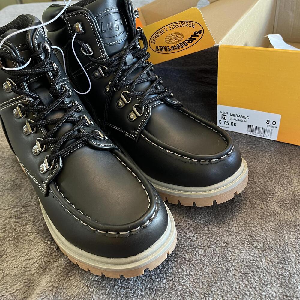 Lugz Men's Black Meramec Slip Resistant Lace Up Boots NIB Size 8 - Picture 6 of 6